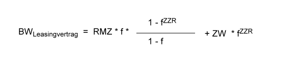 Barwert des nachschüssigen Leasingvertrags mit Restwert